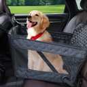 Dog Car Seat for Large Dogs,Waterproof Fabric with Breathable Mesh&Adjustable Dog Seat Belt for Car,Dog Bed for Back Seat Up to 40 LB-Medium