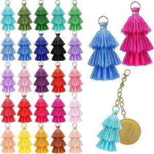 100 Pieces Mini Tassels for Craft Jewelry Making - Colorful DIY Keychain Summer Tassels with Jump Ring for Earring Bag Charm Pendant Bookmark