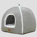 Cat Beds for Indoor Cats-Cat Bed Cave House Tent for Kittens and Small Pets with Washable Cushioned,Soft and Warm Indoor House, Grey, 15 inches