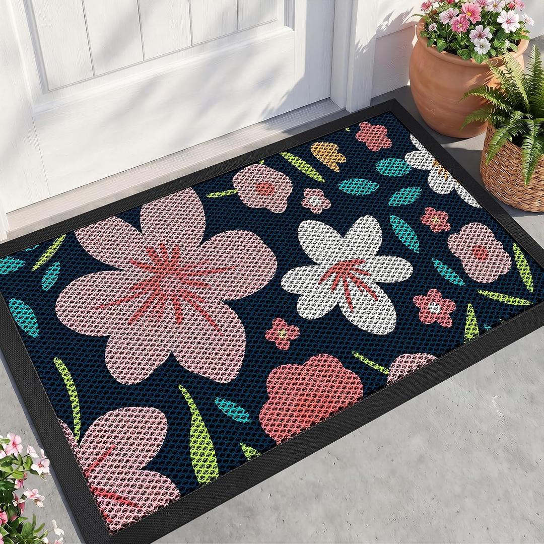 Front Door Mat, Heavy Duty Non-Slip Rubber Dirt Trapper 35.5"x24"