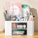 Office Desk Organizer with 3 Drawers Multi-Functional Desktop Pen Pencil Case Storage Box,Desktop Organizer for Office Home Supplies White LCC570-02