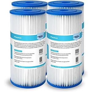 Membrane Solutions 20 Micron Pleated Water Filter Home 10"x4.5" Whole House Heavy Duty Sediment Replacement Cartridge Compatible with ECP10-1,ECP20-BB,R50-BBSA,FXHSC,CB1-SED10-BB (4 Pack)
