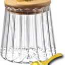 Viovian Glass Storage Jar with Lid and Spoon 22 FL OZ Clear Candy Glass Canister Cute Decorative Jars for Food Sugar Coffee Beans Tea 650ml