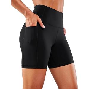 CRZ YOGA Women's Naked Feeling Biker Shorts with Pockets 6'' - High Waisted Yoga Gym Workout Spandex, S(4-8)