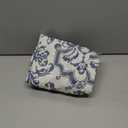 jinchan Linen Tie Up Valance for Flax Floral Drapes Vintage Farmhouse Medallion Window Treatments Light Filtering Curtain for Living Room Laundry Cafe Rod Pocket 1 Panel 45 Inch Slate Blue