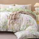 OAITE Duvet Cover Set Queen Size Floral Pattern Ultra Soft 100% Cotton Duvet Cover Sets 3-PC, Breathable Duvet Cover with Zipper Closure & Corner Ties(2 Pillow Shams,1 Duvet Cover)