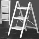 DIAMONDFORGE 3 Step Ladder, Folding Step Stool with Anti-Slip Wide Pedal, Anti-Slip Feet, Sturdiest Steel Construction, 330lbs Capacity Steel Ladder for Home and Office, White