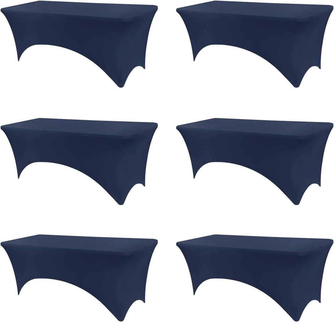 BDDC 6ft Stretch Spandex Fitted Table Cloth for 6 Foot Tables, 72"x30" 6Pack