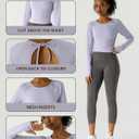Women's Long-Sleeve Crop Top - Open Back Tie, Thumbholes Moisture-Wicking Quick-Dry for Yoga, Fitness & Workout (L)
