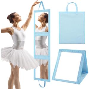 ROYALAY Foldable Full Length Mirror with Handle - 47 * 13in Portable Travel & Backstage Mirror (Blue)