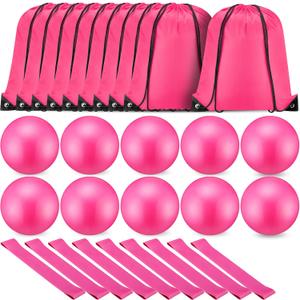 Soulchen 30 Pcs Exercise Pilates Ball 9 Inch with Bags Resistance Bands 25-30 Lbs for Exercise Equipment Set for Yoga Stability Barre Training Stretching Physical Posture Training Gym
