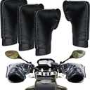 Hanaive 2 Sets Motorcycle Handle Gloves ATV Windproof Warmer Handlebar Mitt Windproof Handlebar Muffs with Plastic Cover, Warm Motorbike Handle Cover for Winter Cold Riding Cycling(Classic)