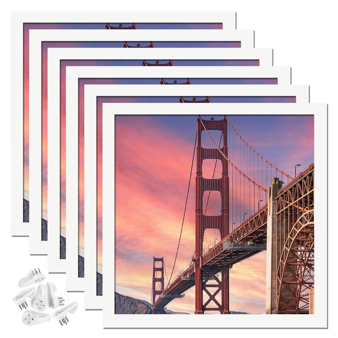 ijuerybai 16x16 Picture Frames White, Set of 6 for Gallery Wall Display