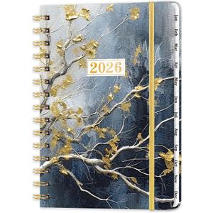 3 x 2026 Planner - Weekly & Monthly Planner 2026, January 2026 - December 2026, 6.4" x 8.5", Durable Metal Rings, Elastic Closure, 12 Monthly Tabs, Back Pocket