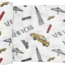 immispace - Ultra Soft Swaddle Blanket | Muslin Blankets for Girls & Boys | Newborns & Infants Gifts | 30% Organic Cotton + 70% Rayon | Large 47" x 47" | Machine Washable (New York)