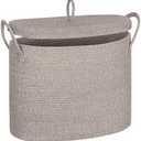 ORGMASTER Cotton Rope Basket, Toilet Paper Basket with Lid, Free-Standing Toilet Paper Holder Organizer for Bathroom, Rope Baskets for Storage Up to 9 Mega Rolls, 17.7"x6.7"x13.8", Brown