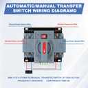 100Amp 220V AC Automatic/Manual Transfer Switch, ATS 2P Manual Dual Power Changeover Electrical Switch, Solar Back Up Power Auto Selector Overvoltage, Undervoltage 50/60Hz CE Certified