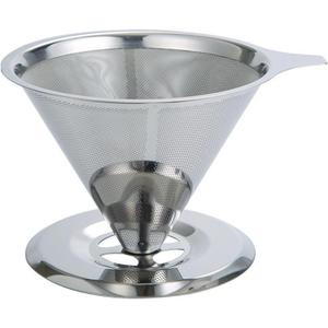 Pour Over Coffee Dripper, Stainless Steel Coffee Filter, Fine Mesh Double Layer Design of Manual Reusable Cone Coffee Filters, Paperless Pour Over Coffee Maker (Double mesh 1-4 cups silver)