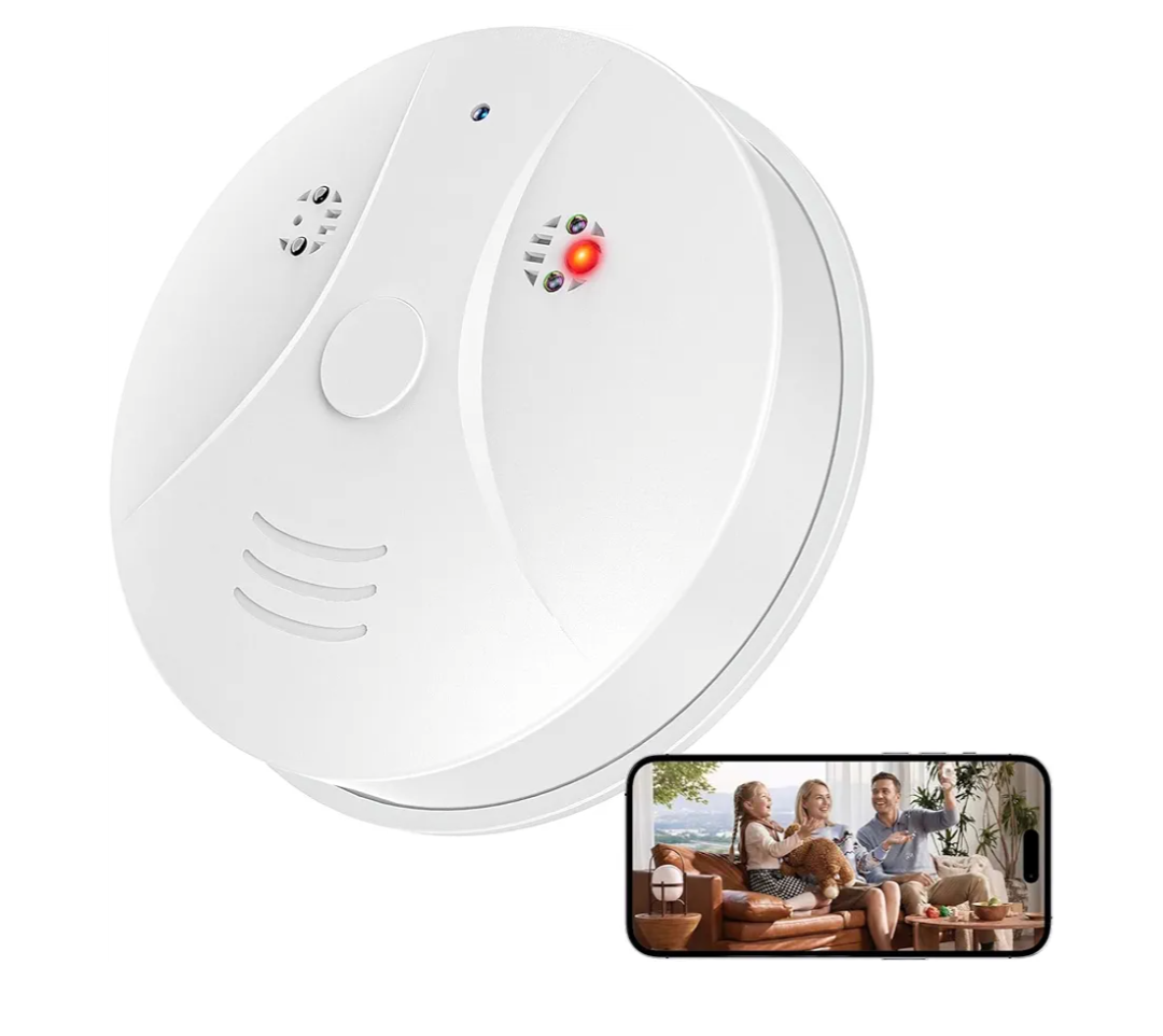 1080P HD Wireless WiFi Indoor Camera Smoke Detector for Home Security with App Control & Motion Detection,Outdoor Camera with Night Vision & Loop Recording for Office/Garage/Shop,Easy to Use & Install