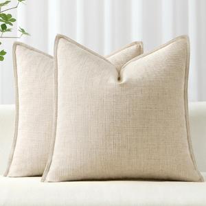 MIULEE Decorative Pillow Covers 18x18, 2 Pack Boho Farmhouse Neutral Throw Pillows for Couch, Thick Textured Modern Linen Cushion Cases Sofa Bed Living Room Home Decor, Natural Beige MIULEE Decorative Pillow Covers 18x18, 2 Pack Boho Farmhouse Neutral Throw Pillows for Couch, Thick Textured Modern Linen Cushion Cases Sofa Bed Living Room Home Decor, Natural Beige