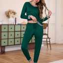 Frcdaunrs Pajama Set Pack for Women 2 Piece Long Sleeve Sleepwear Tops and Heart Printed Pants Soft Loungewear Ladies Pjs Set