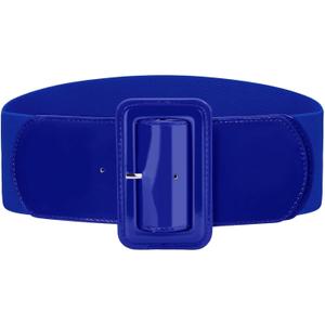 VONMELLI Stretchy Wide Women Belts Elastic Vintage Belts for Women Fashion Ladies Waist Belt for Dress (Fit waist size 30"-33", Royal Blue)