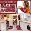 Fourluoo 10 Pcs Farmhouse Kitchen Decor and Accessories Set 4 Kitchen Towels 2 Pot Holders 2 Oven Mitts 2 Rugs for Cooking Baking Mom Housewarming Gifts(Red,Classic Style)