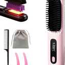 Go Brush Pro Canada, 2026 Upgraded Portable Straightener Brush - GoBrush PRO, 5 Min On-the-Go Styling, Shiny and Healthy Hair for All Hair Types,Fast and Easy (Pink)