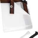 ZYP 8x10 FT Heavy Duty Clear Waterproof Tarps Outdoor Garden Rainproof Covering,Clear Vinyl Tarp with Grommets,Transparent Waterproof Tarpaulin for Covering Henhouse Porch Canopy Plant Camping