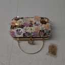 Lanpet Women Clutches Flower Evening Handbag Chain Strap Shoulder Bag (Gold)