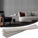 Art3d 4-Piece Wood Slat Acoustic Panels for Stylish Decor and Noise Reduction, 3D Textured Panel for Ceiling and Wall, Brushed Silver (4Pcs - 94.5 * 7.9 inch)