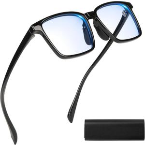 AMBEYE TR90 Blue Light Glasses - Bluelight Blocker Anti Eyestrain UV Protection Rectangle Frame & Clear Lens for Men Women (Black)