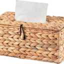 KOLWOVEN Tissue Box Cover - Rattan Wicker Rectangle, Boho Decorative Woven Facial Tissue Holder for Table & Bathroom, Fits 184-Count Box