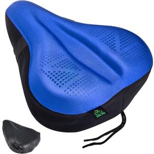 Zacro Bike Seat Cushion - Padded Gel Bike Seat Cover for Men & Women, Padding Bicycle Saddle fit with Peloton/Spin Stationary Exercise/Mountain Road Cycling Bike (Wide, Blue)