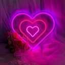 YALLOVE Pink Dancing Heart Neon Sign, 15 x 13'' Pink Heart Neon Light for Bedroom Wall Decor, 5V USB Powered, Heart Shape Neon Sign for Girl's Room Wedding Party Decor, Birthday Valentine's Day Gift