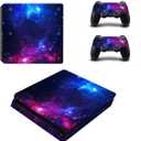 Vinyl Decal Skin Stickers Cover for PS-4 Slim S Console Play Station 4 Controllers Galaxy Space Purple (for PS4 Slim)