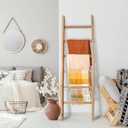 Blanket Ladder 6.4FT, Wooden Blanket Ladders for The Living Room, 6-Layer Farmhouse Rustic Towel Rack for Living Room Bathroom (24 inch Wide)