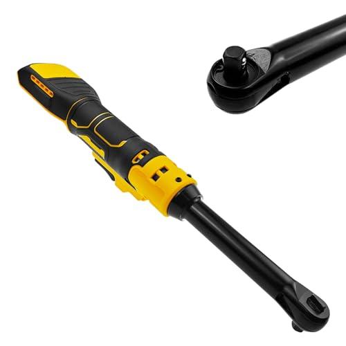 3/8" Extended Cordless Ratchet Wrench for Dewalt 20V Series Batteries, 320 RPM, 80 N.m Electric Power Ratchet Wrench,Built-in LED Light, Extended 6-inch Long Neck