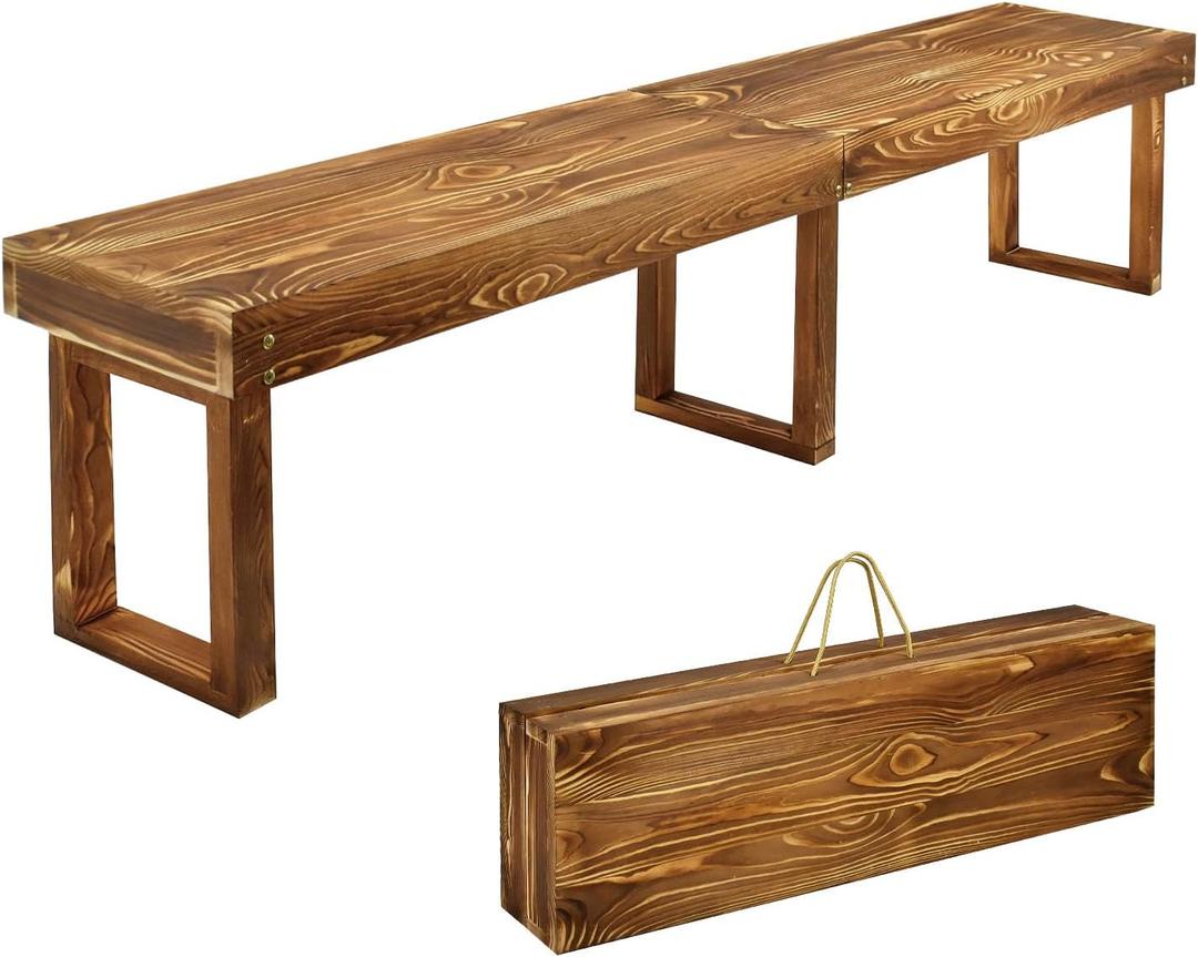 6Ft Outdoor Solid Wooden Bench, 71" Porch Bench Outdoor Backless Garden Bench, Long Outdoor Narrow Wood Bench for Deck Patio Entryway,Bears 900 pounds, 71" L x 11" W x 17" H
