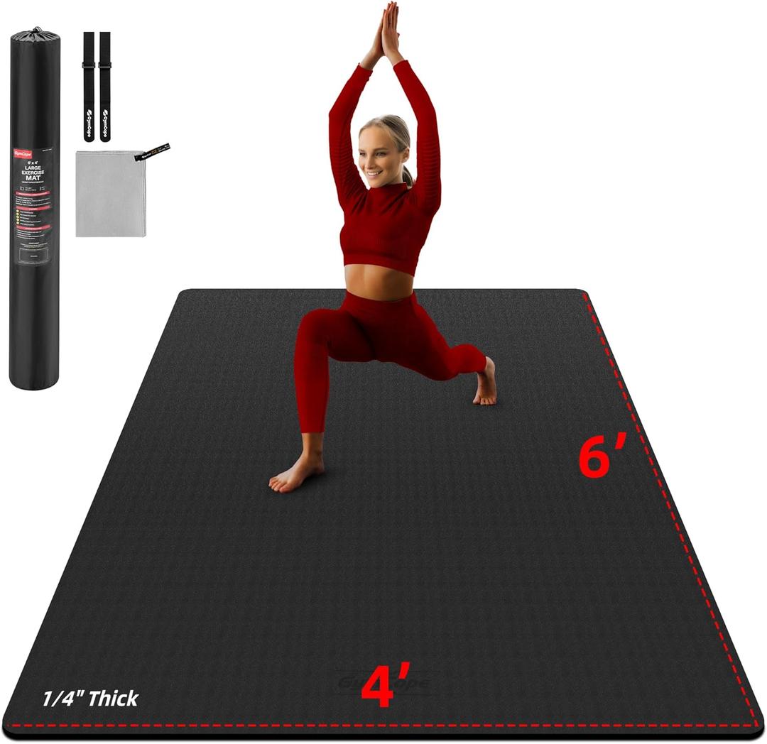 GymCope Yoga Mat, Exercise Mats for Home Gym, 6'x4' (6mm) Thick Workout Mat Non-Slip, Extra Large Fitness Matt for Women Pilates, Floor Exercises