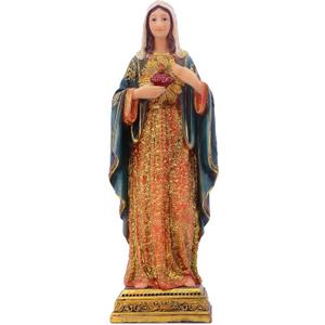 Virgin Mary Statue Sacred Heart Figure Resin Sculpture 11.25 inch Savior Figurine Catholic Religious Gift Home Chapel Decoration (Orange)