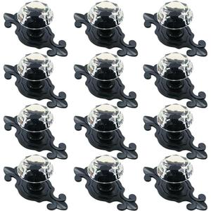 Crystal Glass Cabinet Knobs, [12 Pack] Elegant Diamond Drawer Knobs with Plate, Dresser Pull Handles for Kitchen/Cupboard/Wardrobe/Cabinet (Crystal, 12 Pieces)