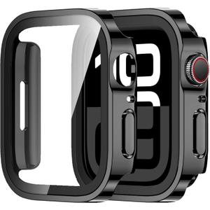 Amizee 2 Pack Case Compatible with Apple Watch Series 11/10 46mm Case with Built-in Screen Protector, Ultra-Thin Hard PC Straight Edge Anti-Scratch Protective Cover for iWatch 46mm (Black)