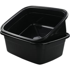 Idotry Rectangle Plastic Black Washing Basin/Tub, Pack of 2 (18 Quart)
