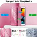 INFILAND Case for iPad 6th/5th Generation 9.7 Inch 2018/2017, iPad Air 2 Cute Glitter Clear Protective Cover for Kids, Girls, Woman, with Pencil Holder (Pink)