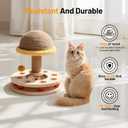 Sisal Cat Scratcher for Indoor Cat Kitten Mushroom Cat Scratching Post with Hanging Ball,Solid Wooden 2 Level Track,Interactive Toy