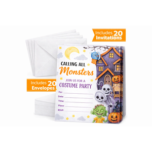 LyoGao Vintage Halloween Party Invitations - Gothic Spooktacular Halloween Costume Party Fill in Invites Cards With Envelopes (20 Pack) (dare)