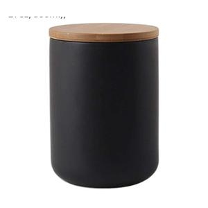MilkyWay Food Storage Jar Strong Ceramic Storage Canisters with Airtight Seal Bamboo Lid Modern Design Seal Damp-Proof Kitchen Jar for Coffee, Tea, Spice and More (Black(M: 27oz/800ml))