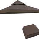 TGEHAP 10x10 Canopy Replacement Top Double Tiered Gazebo Cover for Yard, Patio & Garden Durable Sunshade Replacement, Dual Tier Cover Only(Coffee)