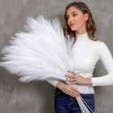 Faux Pampas Grass, 9 PCS 37''/3.1FT Tall Fluffy Fake Pompas Floral, Large Artificial Pompous Grass Branches for Floor Vase Fillers, Boho Farmhouse Room Wedding Decor (White)